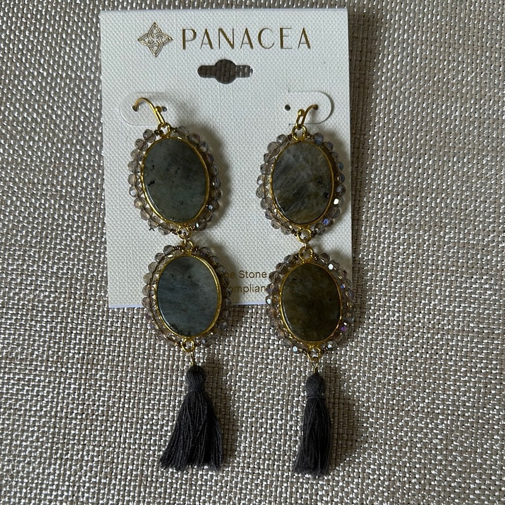 Panacea Gold and Gray Earrings with Dangle Design